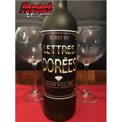 Wine bottle label - Lettres dorées